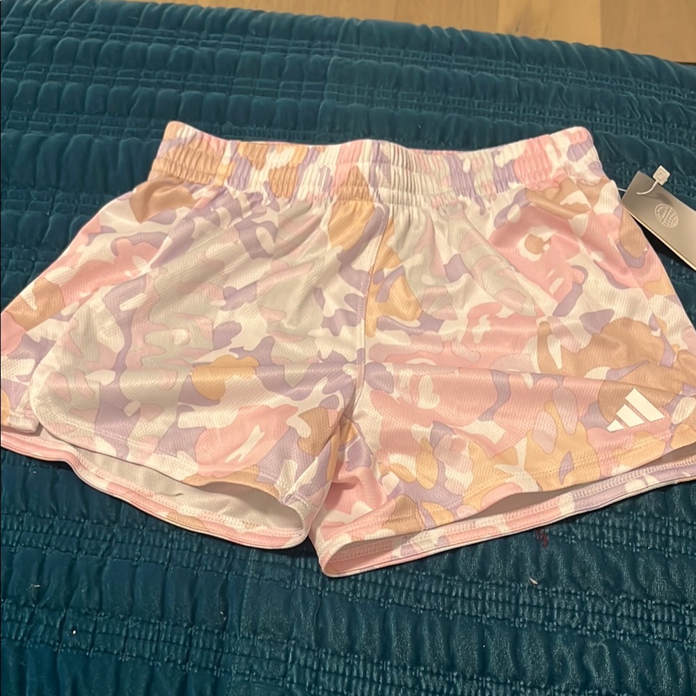 Adidas Pink and Purple Athletic Shorts with Iridescent Finish